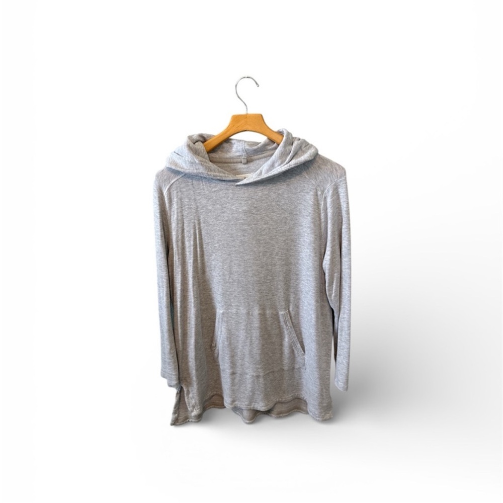 Lou & Grey Heather Gray Hooded Long Sleeve Kangaroo Pocket Pullover Large